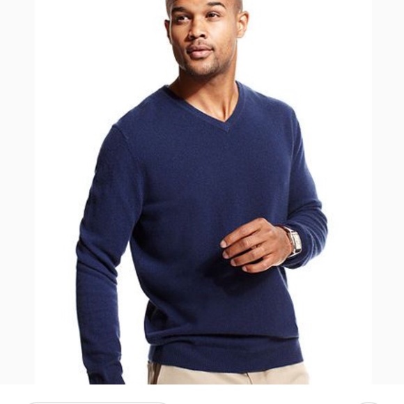 Club Room Other - Club Room Blue Cashmere Solid V-Neck Sweater XXL